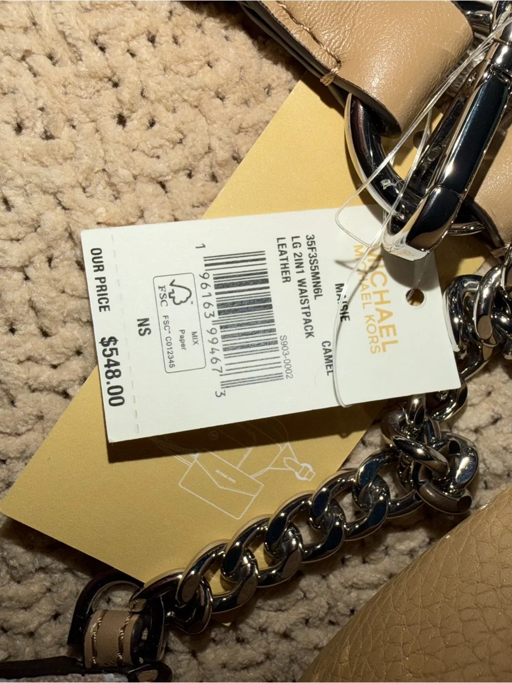 Michael Kors Beige/Tan Pebbled Leather cross body Bag